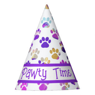 Dierenpoot Silhouet Paars Roze Pawty Papier Feesthoedjes