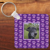 Dierenpoot silhouet Paarse aangepaste foto Sleutelhanger (Voorkant)