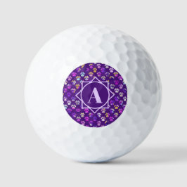Dierenpoot silhouet Paarse aangepaste monogram Golfballen
