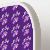 Dierenpoot Silhouet Paarse Roze op Paarse Custom Pickleball Paddle (Links Detail)