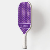 Dierenpoot Silhouet Paarse Roze op Paarse Custom Pickleball Paddle (Links)