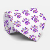 Dierenpoot Silhouet Paarse Roze op Witte Hals Stropdas (Opgerold)
