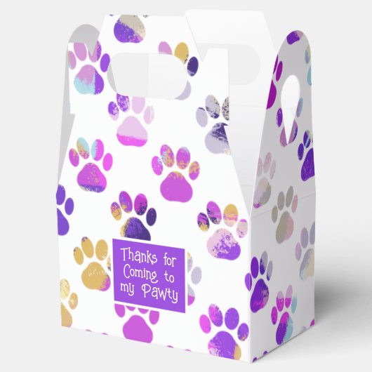 Dierenpoot silhouet Paarse roze pawty papier Bedankdoosjes (Geopend)