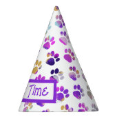 Dierenpoot silhouet Paarse roze pawty papier Feesthoedjes (Rechts)