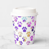Dierenpoot silhouet Paarse roze pawty papier Papieren Bekers (Links)