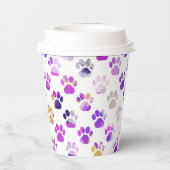 Dierenpoot silhouet Paarse roze pawty papier Papieren Bekers (Achterkant)