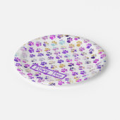 Dierenpoot silhouet Paarse roze pawty papier Papieren Bordje (Gekanteld)