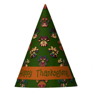 Dierenpoot Silhouet Prettig Thanksgiving Groen Feesthoedjes