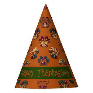 Dierenpoot Silhouet Prettig Thanksgiving Oranje Feesthoedjes