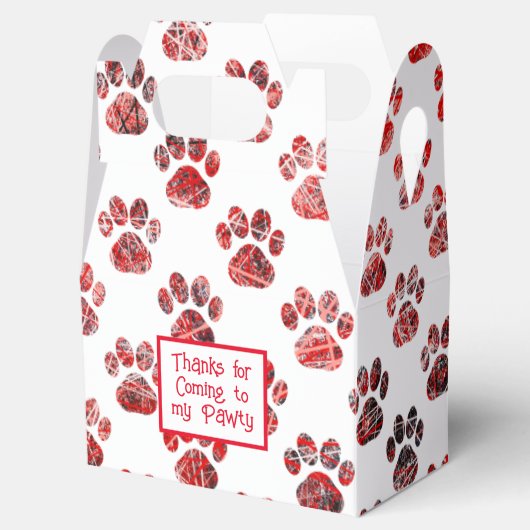 Dierenpoot Silhouet Rood Kerstmis Pawty Papier Bedankdoosjes (Geopend)