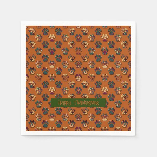 Dierenpoot Silhouet Thanksgiving Pawty Dk Sinaasap Servet (Voorkant)