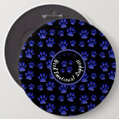 Dierenpootafdruk blauw gepersonaliseerde huisdiere ronde button 6,0 cm (Voorkant /achterkant)