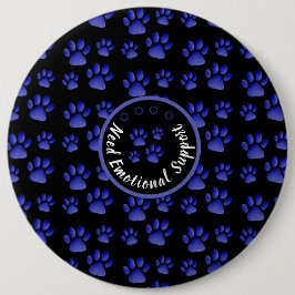 Dierenpootafdruk blauw gepersonaliseerde huisdiere ronde button 6,0 cm