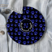 Dierenpootafdruk blauw gepersonaliseerde huisdiere ronde button 6,0 cm (In situ)
