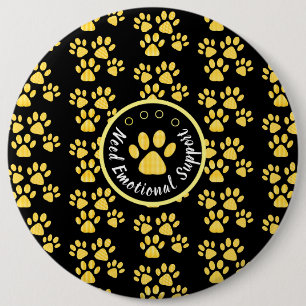 Dierenpootafdruk geel gepersonaliseerde huisdieren ronde button 6,0 cm