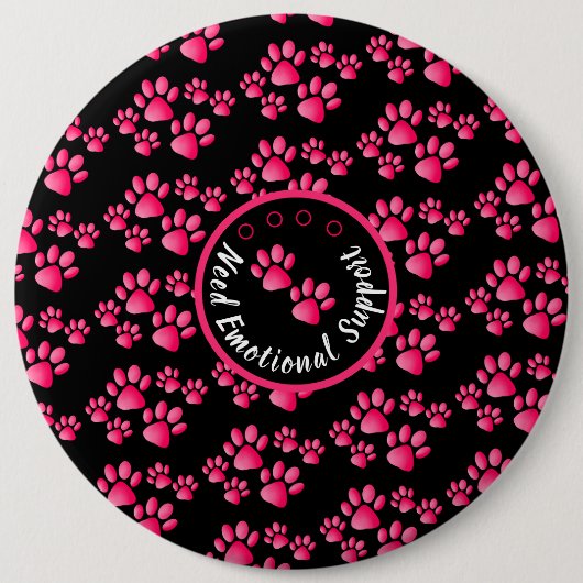 Dierenpootafdruk gepersonaliseerd vet roze ronde button 6,0 cm (Voorkant)