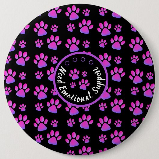 Dierenpootafdruk paarse gepersonaliseerde ronde button 6,0 cm (Voorkant)