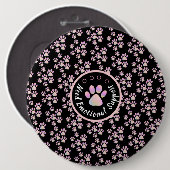 Dierenpootafdruk roze gepersonaliseerd ronde button 6,0 cm (Voorkant /achterkant)