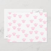 Dierenpootdruk. Licht roze en wit patroon. Briefkaart (Voorkant / Achterkant)