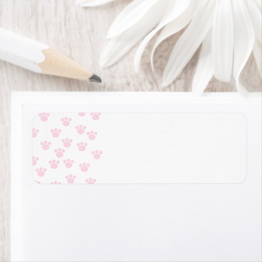 Dierenpootdruk. Licht roze en wit patroon. Etiket (Insitu)