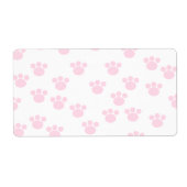 Dierenpootdruk. Licht roze en wit patroon. Etiket (Voorkant)