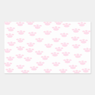 Dierenpootdruk. Licht roze en wit patroon. Rechthoekige Sticker