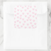 Dierenpootdruk. Licht roze en wit patroon. Vierkante Sticker (Tas)