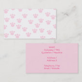 Dierenpootdruk. Licht roze en wit patroon. Visitekaartje (Voorkant / Achterkant)