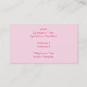 Dierenpootdruk. Licht roze en wit patroon. Visitekaartje (Achterkant)