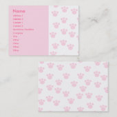 Dierenpootdruk. Licht roze en wit patroon. Visitekaartje (Voorkant / Achterkant)