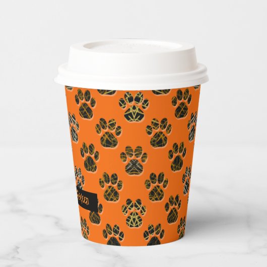 Dierenpootje Silhouet Huisdieren Gelukkig Hallowee Papieren Bekers (Links)