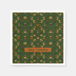 Dierenpootje Silhouet Thanksgiving Pawty Dk Groen Servet