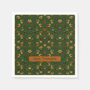 Dierenpootje Silhouet Thanksgiving Pawty Dk Groen Servet