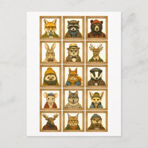 Dierenportretcollage Briefkaart