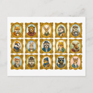 Dierenportretcollage Briefkaart