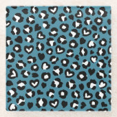 Dierenprint, Blauwe luipaard, Cheetah Spots, Harte Glazen Onderzetter (Voorkant)