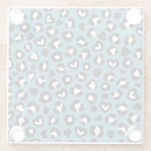 Dierenprint, Blauwe luipaard, Cheetah Spots, Harte Glazen Onderzetter (Achterkant)