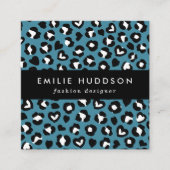 Dierenprint, Blauwe luipaard, Cheetah Spots, Harte Vierkante Visitekaartje (Voorkant)