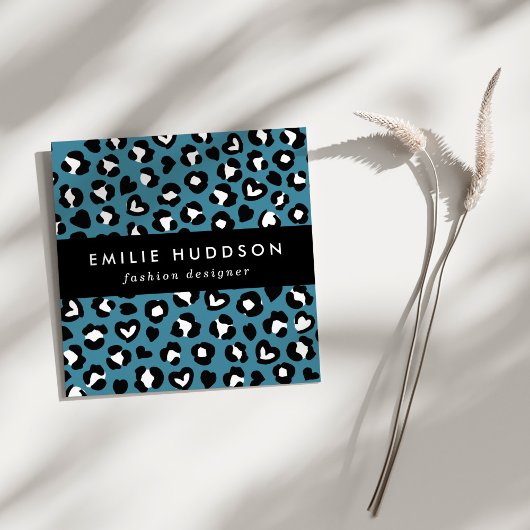Dierenprint, Blauwe luipaard, Cheetah Spots, Harte Vierkante Visitekaartje