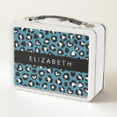 Dierenprint, Blauwe luipaard, Harten, Jouw naam (Achterkant)