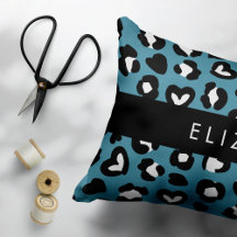 Dierenprint, Blauwe luipaard, Harten, Jouw naam