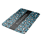 Dierenprint, Blauwe luipaard, Harten, Jouw naam Badmat (Gekanteld)