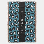Dierenprint, Blauwe luipaard, Harten, Jouw naam Deken (Voorkant Verticaal)
