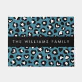 Dierenprint, Blauwe luipaard, Harten, Jouw naam Deurmat (Voorkant)