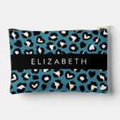 Dierenprint, Blauwe luipaard, Harten, Jouw naam Etui (Achterkant)