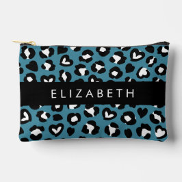 Dierenprint, Blauwe luipaard, Harten, Jouw naam Etui