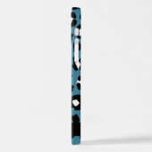 Dierenprint, Blauwe luipaard, Harten, Jouw naam iPhone Hoesje (Linkerkant)