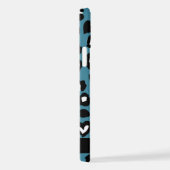 Dierenprint, Blauwe luipaard, Harten, Jouw naam iPhone Hoesje (Rechterkant)