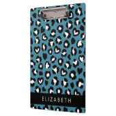 Dierenprint, Blauwe luipaard, Harten, Jouw naam Klembord (Links)