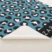Dierenprint, Blauwe luipaard, Harten, Jouw naam Sherpa Deken (3/4)